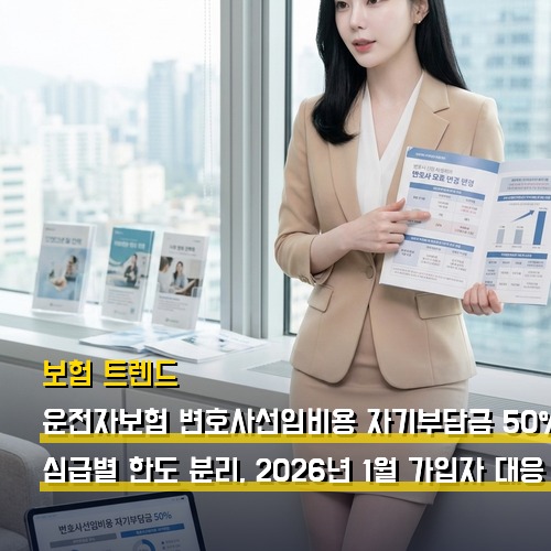 운전자보험 변호사선임비용 자기부담금 50% 도입과 심급별 한도 분리, 2026년 1월 가입자 대응 가이드