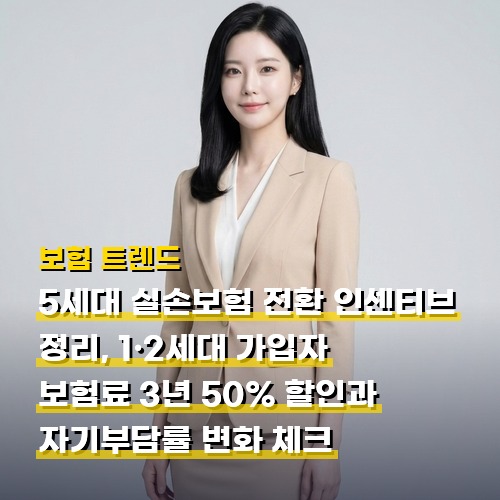 5세대 실손보험 전환 인센티브 정리, 1·2세대 가입자 보험료 3년 50% 할인과 자기부담률 변화 체크