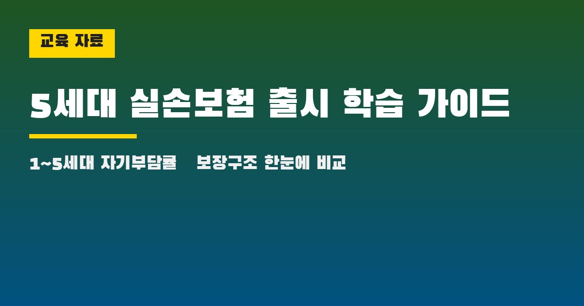 5세대 실손보험 출시 — 1~5세대 자기부담률·보장구조 비교 교육 대표 이미지