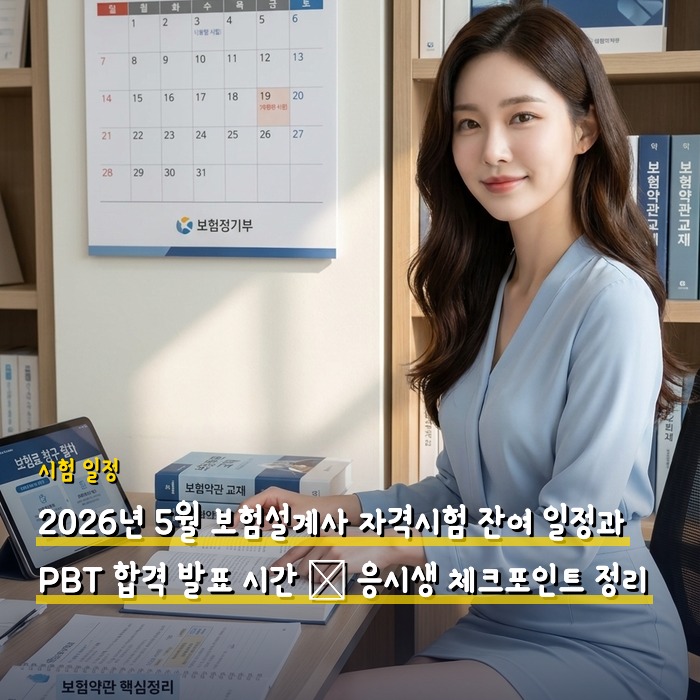 2026년 5월 보험설계사 자격시험 잔여 일정과 PBT 합격 발표 시간 — 응시생 체크포인트 정리