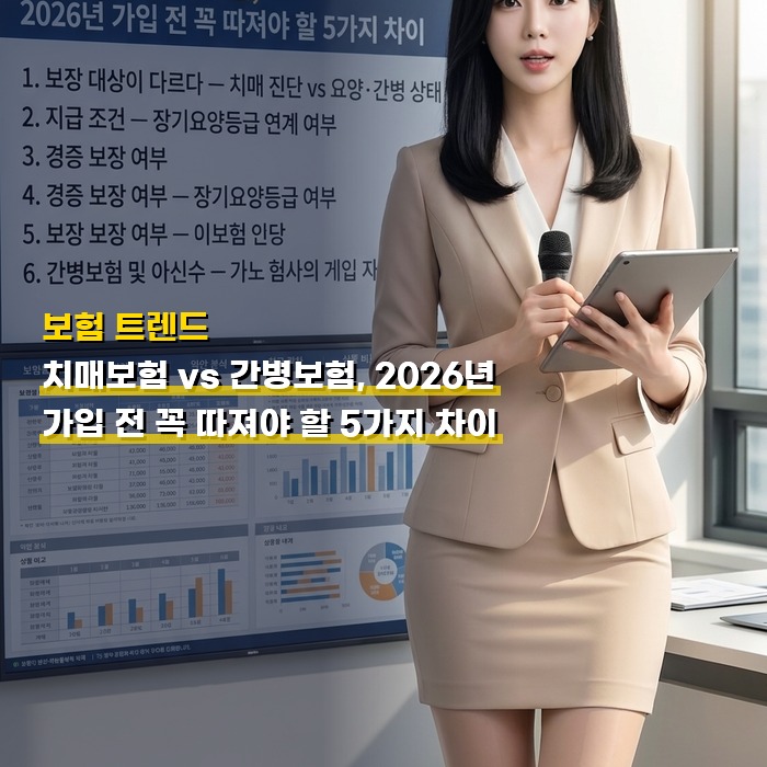 치매보험 vs 간병보험, 2026년 가입 전 꼭 따져야 할 5가지 차이