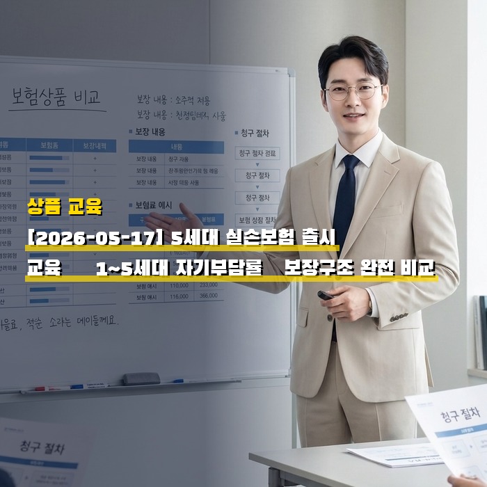 [2026-05-17] 5세대 실손보험 출시 교육 — 1~5세대 자기부담률·보장구조 완전 비교