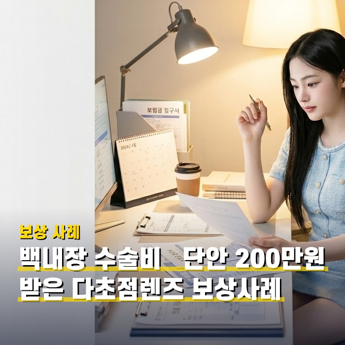 백내장 수술비 — 단안 200만원 받은 다초점렌즈 보상사례