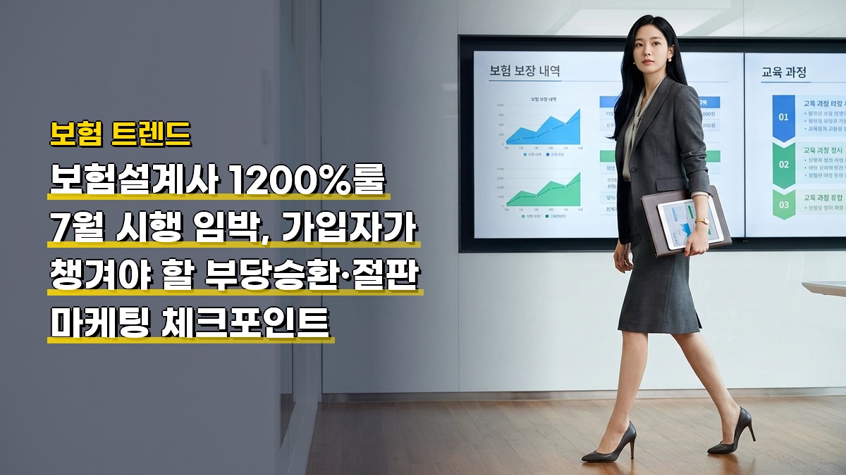 보험설계사 1200%룰 7월 시행 임박, 가입자가 챙겨야 할 부당승환·절판 마케팅 체크포인트