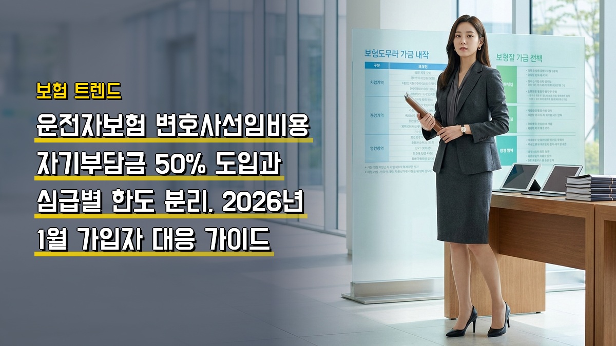 운전자보험 변호사선임비용 자기부담금 50% 도입과 심급별 한도 분리, 2026년 1월 가입자 대응 가이드