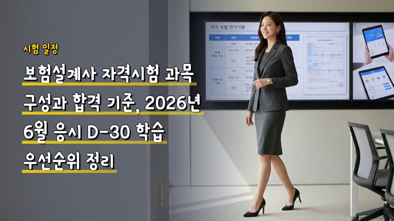 보험설계사 자격시험 과목 구성과 합격 기준, 2026년 6월 응시 D-30 학습 우선순위 정리