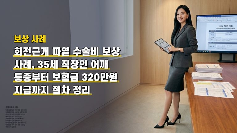회전근개 파열 수술비 보상 사례, 35세 직장인 어깨 통증부터 보험금 320만원 지급까지 절차 정리