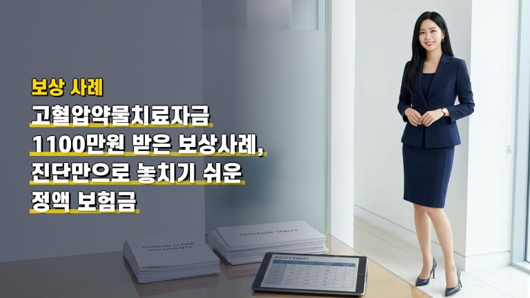고혈압약물치료자금 1100만원 받은 보상사례, 진단만으로 놓치기 쉬운 정액 보험금