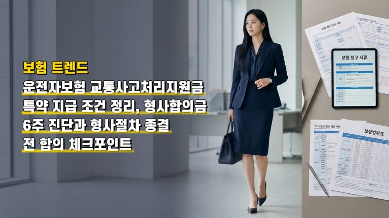 운전자보험 교통사고처리지원금 특약 지급 조건 정리, 형사합의금 6주 진단과 형사절차 종결 전 합의 체크포인트