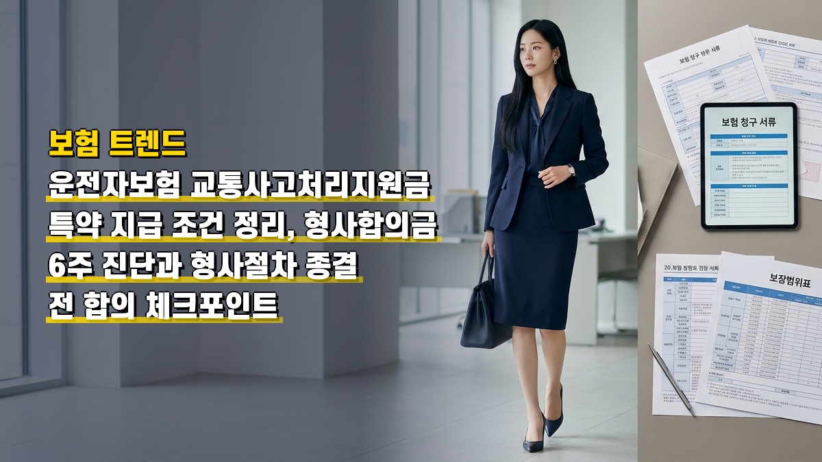 운전자보험 교통사고처리지원금 특약 지급 조건 정리, 형사합의금 6주 진단과 형사절차 종결 전 합의 체크포인트